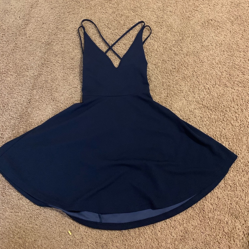 Navy open back crisscross dress